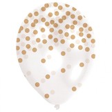 Balónky zlaté konfety s potiskem 6 ks 27,5 cm